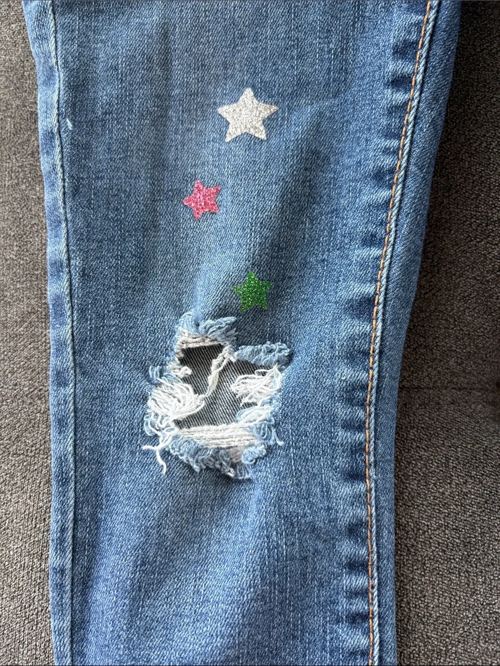 Gap Girls Sparkle Star Skinny Regular Stretch Super Skinny Jeans Size 6